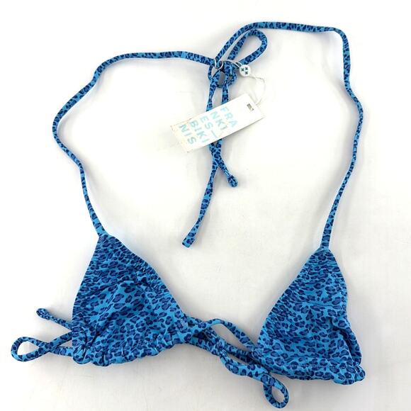 Frankies Bikinis Cobalt Cheetah Mikayla Micro Triangle Bikini Top Size XS - Picture 6 of 14